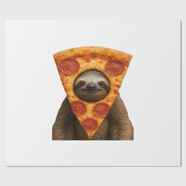 Papel De Regalo Sloth pizza funny weird prank meme cute happy chri (Superficie plana)