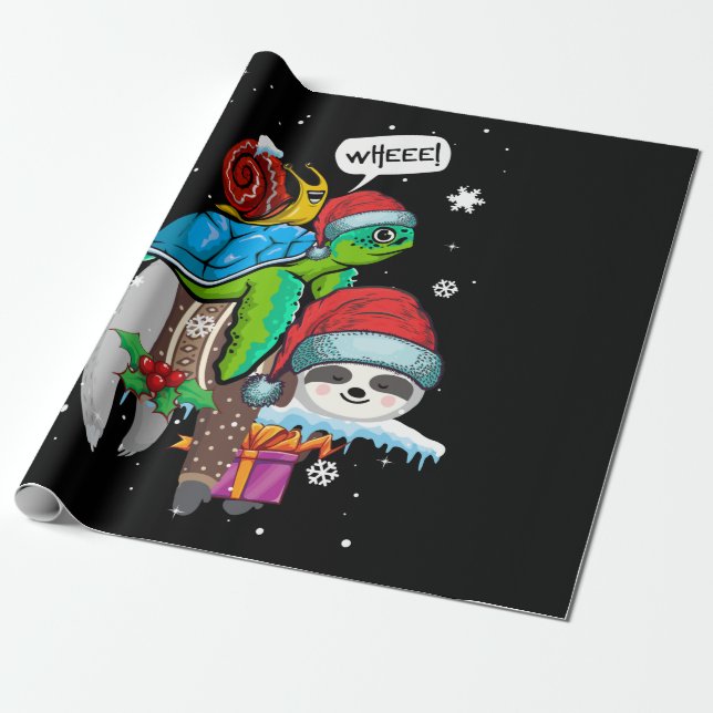 Papel De Regalo Sloth Turtle Snail Cute Animal Lover Christmas (Desenrollado)