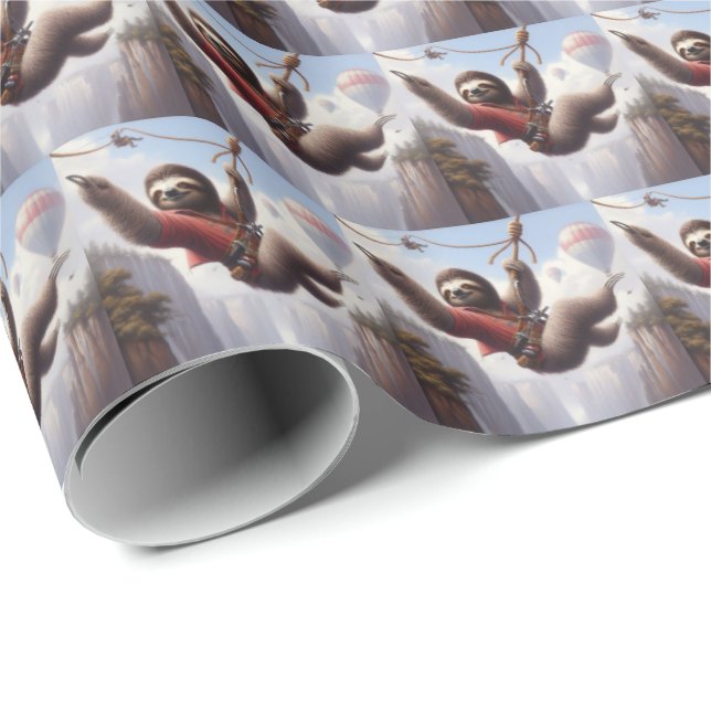 Papel De Regalo Sloth Ziplining (Esquina del rollo)