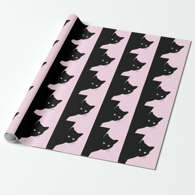 Papel De Regalo Sly Black Cat Pink (Desenrollado)