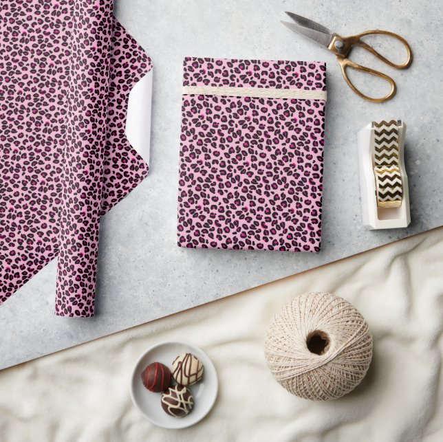 Papel De Regalo Small Pink Leopard Spots Animal Print Pattern (Artesanía)