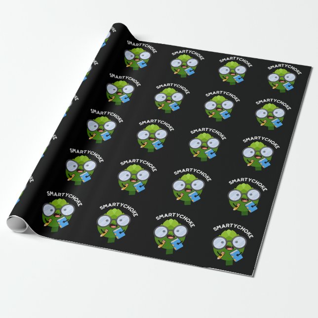 Papel De Regalo Smartychoke Funny Artichoke Pun Dark BG (Desenrollado)