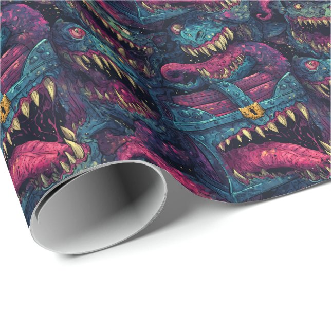 Papel De Regalo Sneaky Chest Mimic D&D Monster (Esquina del rollo)