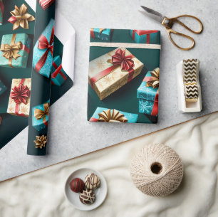 Papel De Regalo Snflakes Magic Navidades Black Gold Blue