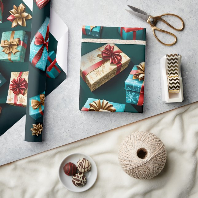 Papel De Regalo Snflakes Magic Navidades Black Gold Blue (Artesanía)