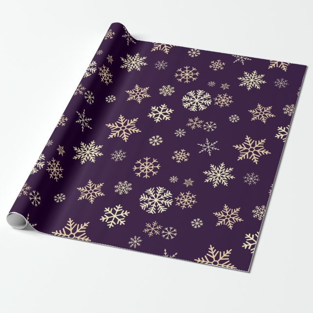 Papel De Regalo Snflakes Seamless Pattern Purple Navidades (Desenrollado)