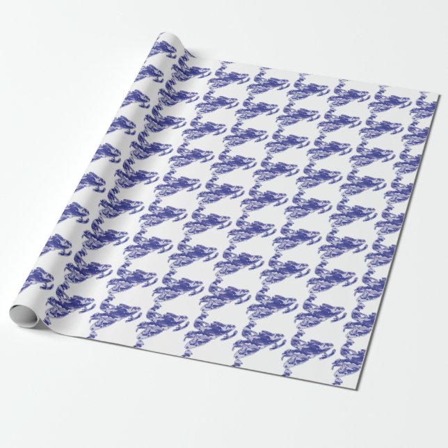 Papel De Regalo Snomobiler de camuflaje azul (Desenrollado)