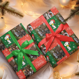 Papel De Regalo Snoopy Red & Green Merry Christmas - Fotos familia