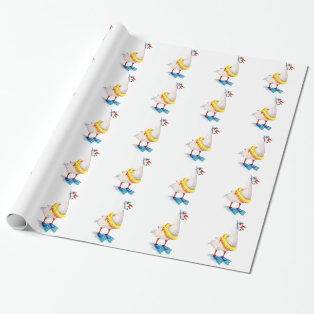 Papel De Regalo Snorkeling White Goose (Desenrollado)
