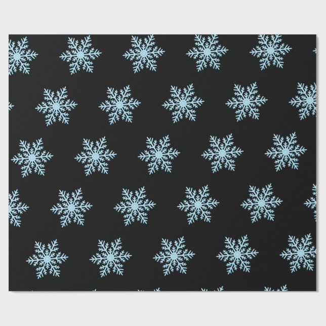 Papel De Regalo Snow Flake Wrapping Paper On Black Backing (Superficie plana)