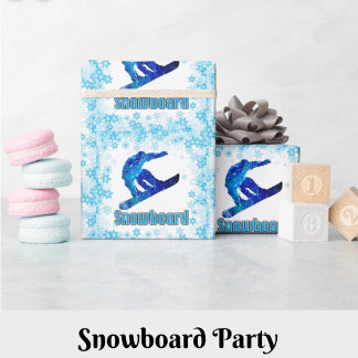 Papel De Regalo Snowboard azul