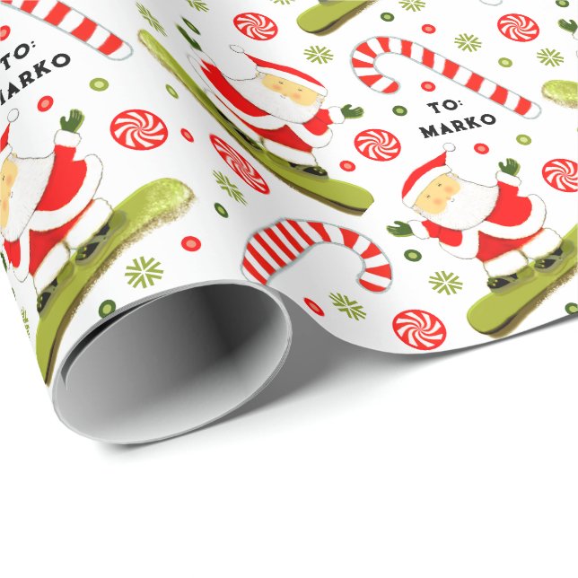 Papel De Regalo Snowboard Holiday Gift Wraping Pap (Esquina del rollo)