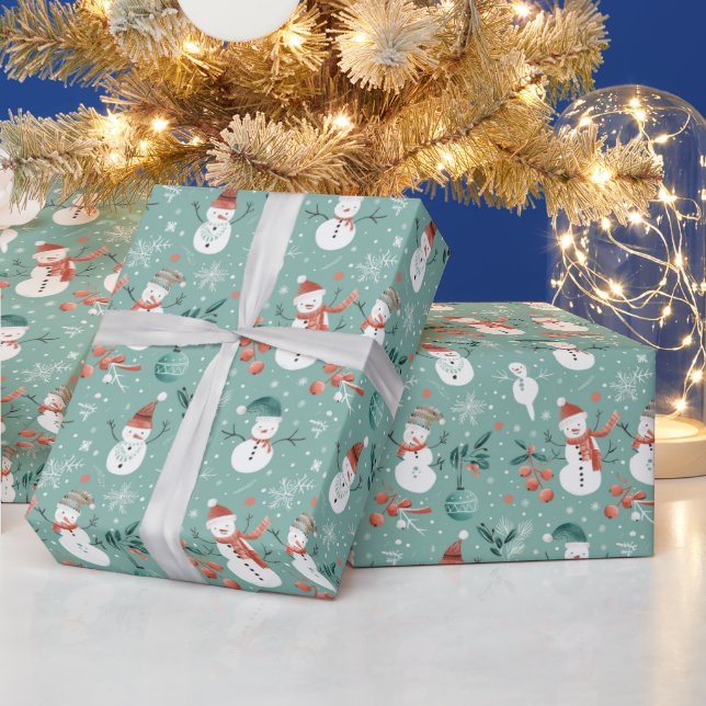 Papel De Regalo Snowfakes Snowflakes Holly deja Navidades verdes (Vacaciones)
