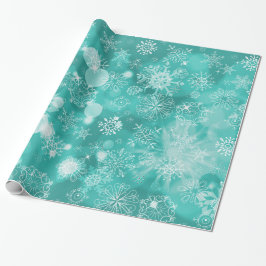 Papel De Regalo Snowflake Bokeh Verde azulado