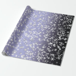 Papel De Regalo Snowflakes and Sparkles a la luz púrpura