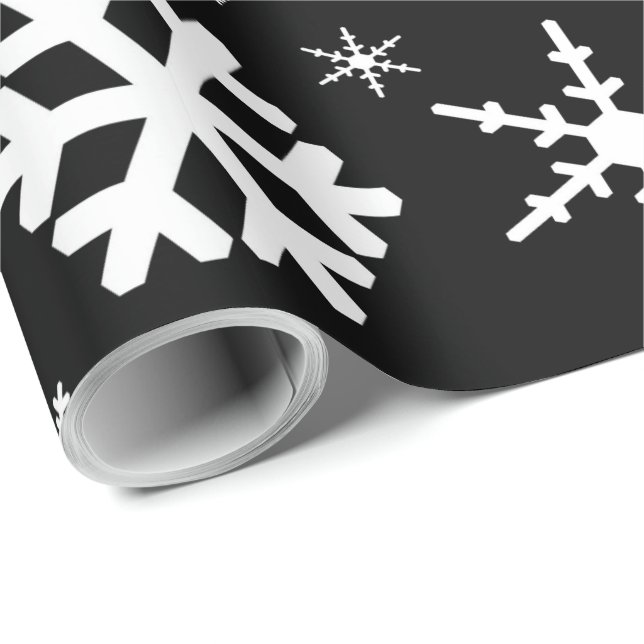 Papel De Regalo Snowflakes Black (Esquina del rollo)