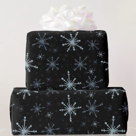 Papel De Regalo Snowflakes Black Dark Navidades Winle Yule