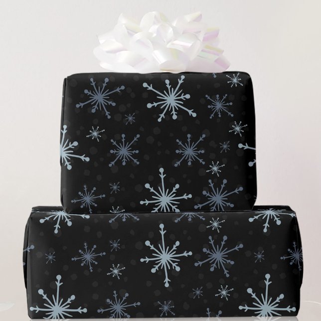 Papel De Regalo Snowflakes Black Dark Navidades Winle Yule (Subido por el creador)