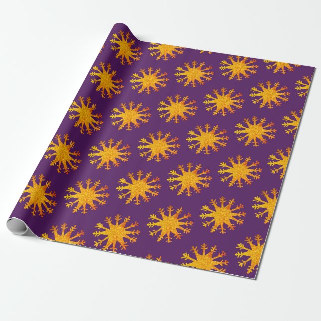 Papel De Regalo Snowflakes Gold Suns (Desenrollado)