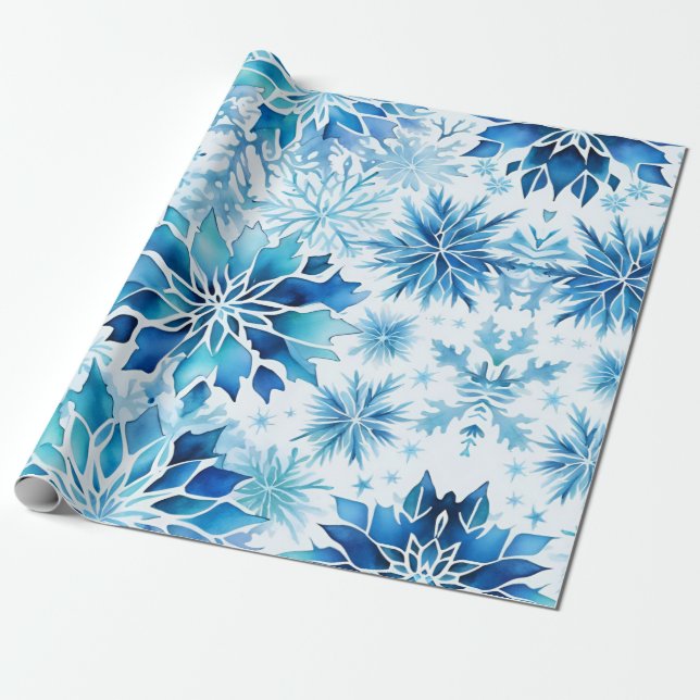 Papel De Regalo Snowflakes Patrón de acuarela mágica en invierno (Desenrollado)