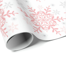 Papel De Regalo Snowflakes Pink Silver Baby Shower