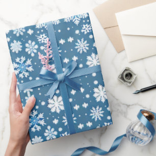 Papel De Regalo Snowflakes repetir el patrón azul blanco