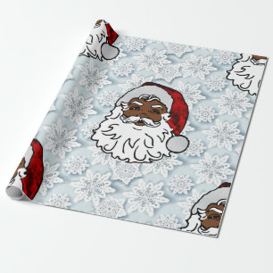 Papel De Regalo snowflakes santa negra africana