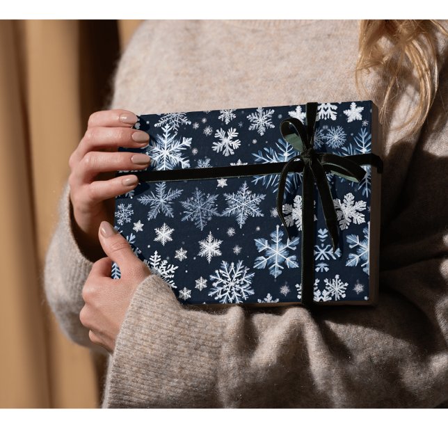 Papel De Regalo Snowflakes Winter Design Blue Cold Cute (Subido por el creador)