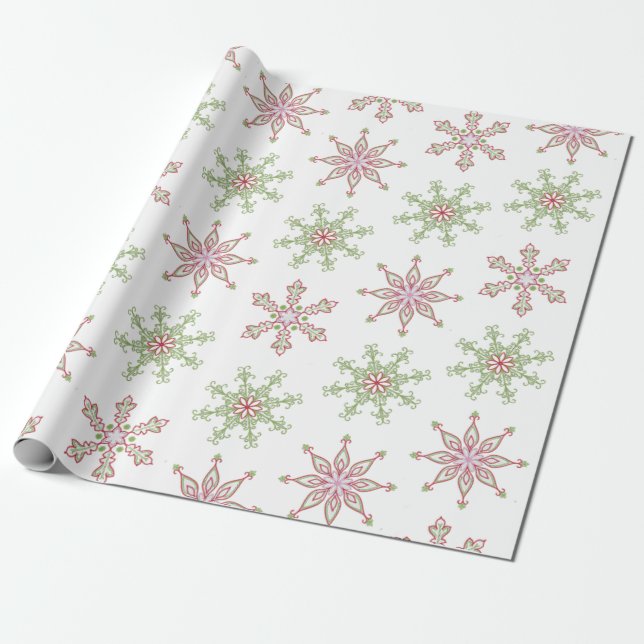 Papel De Regalo Snowflakes Winter Navidades de vacaciones modernos (Desenrollado)