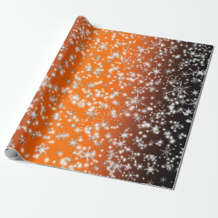 Papel De Regalo Snowflakes y Sparkles por la luz Naranja