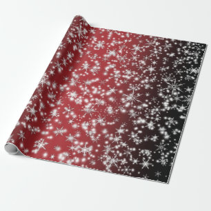Papel De Regalo Snowflakes y Sparkles por la luz roja