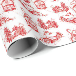 Papel De Regalo Snowley Navidades Toile   rollo simple rojo 