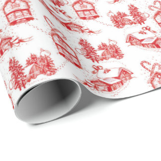 Papel De Regalo Snowley Navidades Toile | rollo simple rojo
