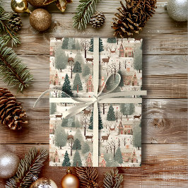 Papel De Regalo Snowley Village Cream