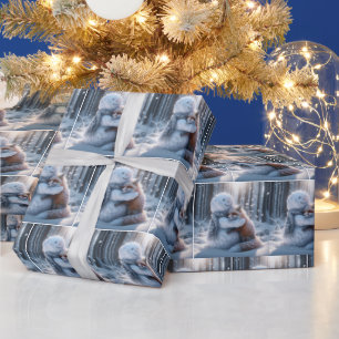 Papel De Regalo Snowman abrazando a Fox