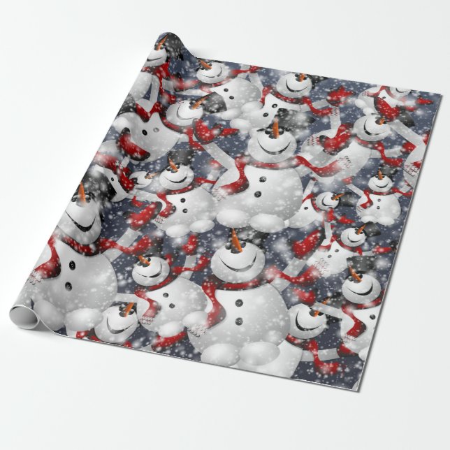 Papel De Regalo Snowman Christmas Wrapping Paper (Desenrollado)