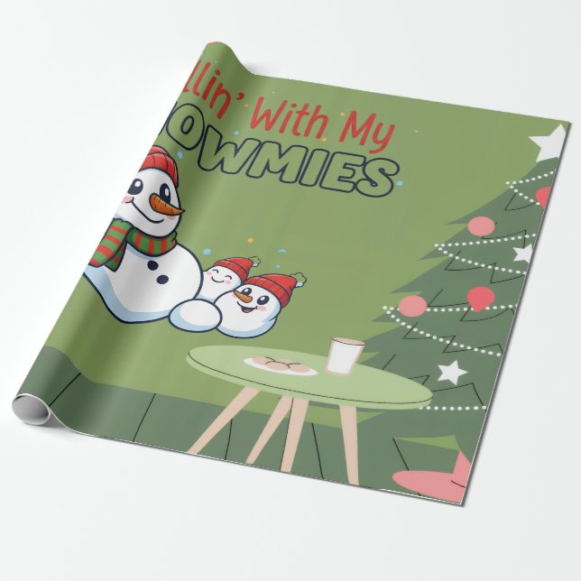 Papel De Regalo Snowman Christmas Wrapping Paper | Festive Gift  (Desenrollado)
