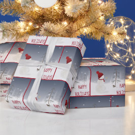 Papel De Regalo Snowman con estrella de Navidades