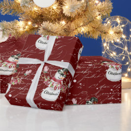 Papel De Regalo Snowman Cutercolor de agua dulce Guión navideño ro