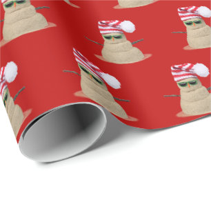 Papel De Regalo Snowman de arena tropical en la playa
