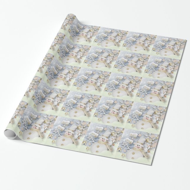 Papel De Regalo Snowman de invierno frío (Desenrollado)