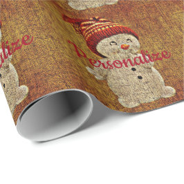 Papel De Regalo Snowman en el bello invierno rústico