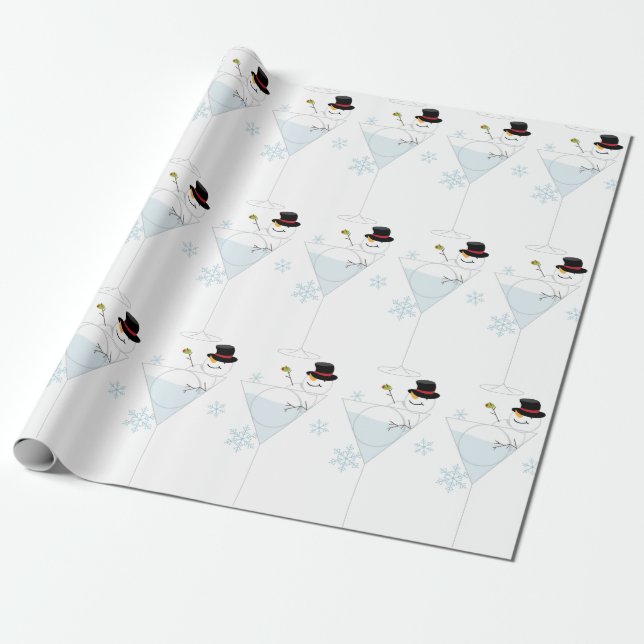 Papel De Regalo Snowman Martini (Desenrollado)