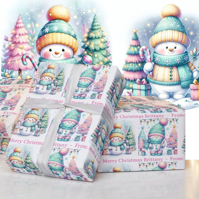 Papel De Regalo Snowman personaliza a Navidades de Chicas de nombr (Subido por el creador)