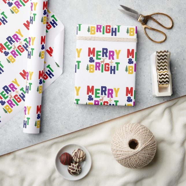 Papel De Regalo Snowman, reno de pino blanco y brillante (Artesanía)