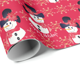 Papel De Regalo Snowman rosa oscuro