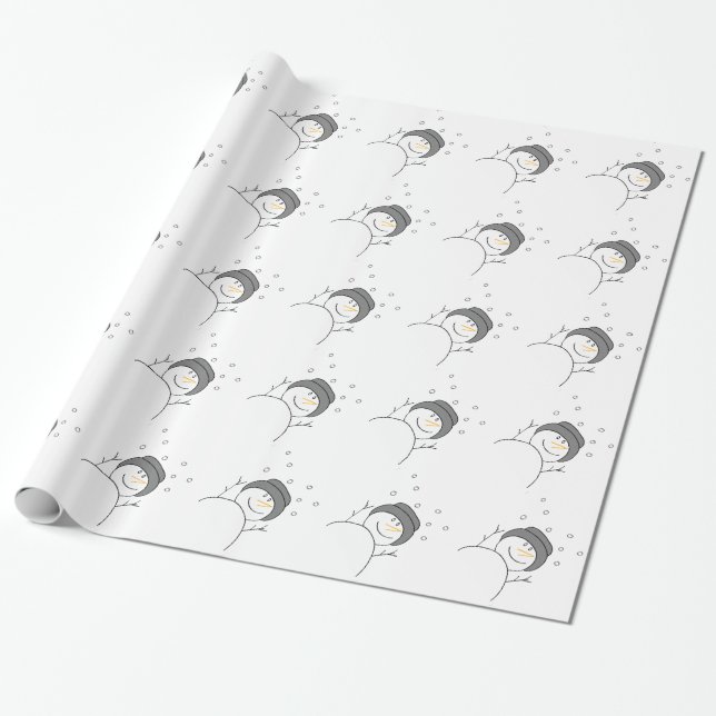 Papel De Regalo Snowman Sonriendo (Desenrollado)