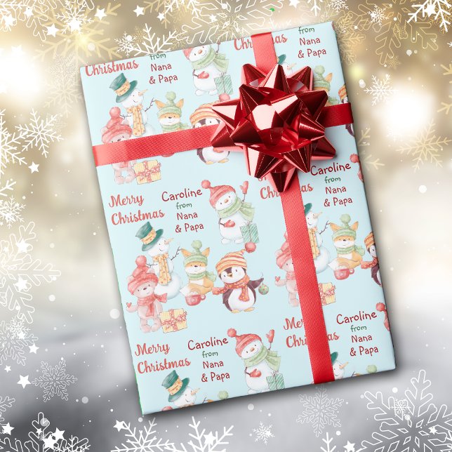 Papel De Regalo Snowman y amigos Navidades Fiestas niños (Subido por el creador)