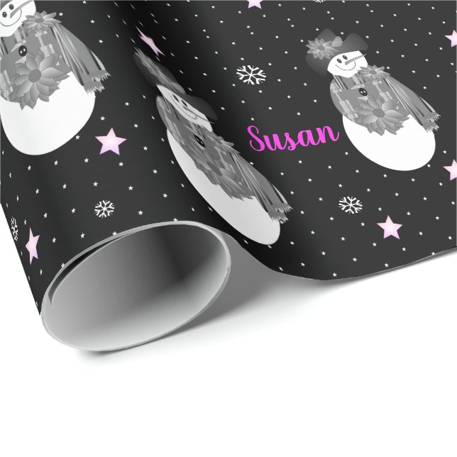 Papel De Regalo Snowman Y Stars (Esquina del rollo)