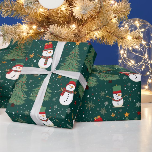 Papel De Regalo Snowmen Árboles de Navidad Navidades verdes (Vacaciones)